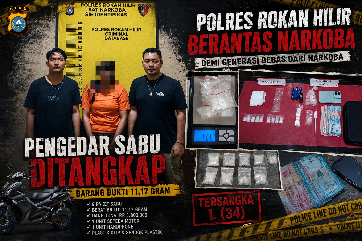 Satresnarkoba Polres Rohil Gagalkan Transaksi Sabu, Pengedar Perempuan Ditangkap, Rekannya Kabur ke Kebun Sawit