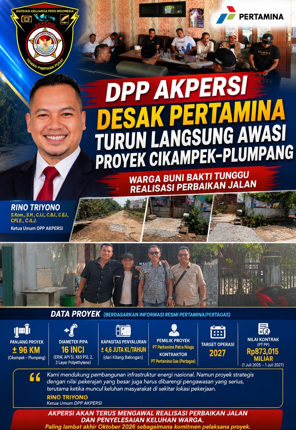 DPP AKPERSI Turun Langsung ke Buni Bakti, Pertamina Didesak Evaluasi Pelaksanaan Proyek
